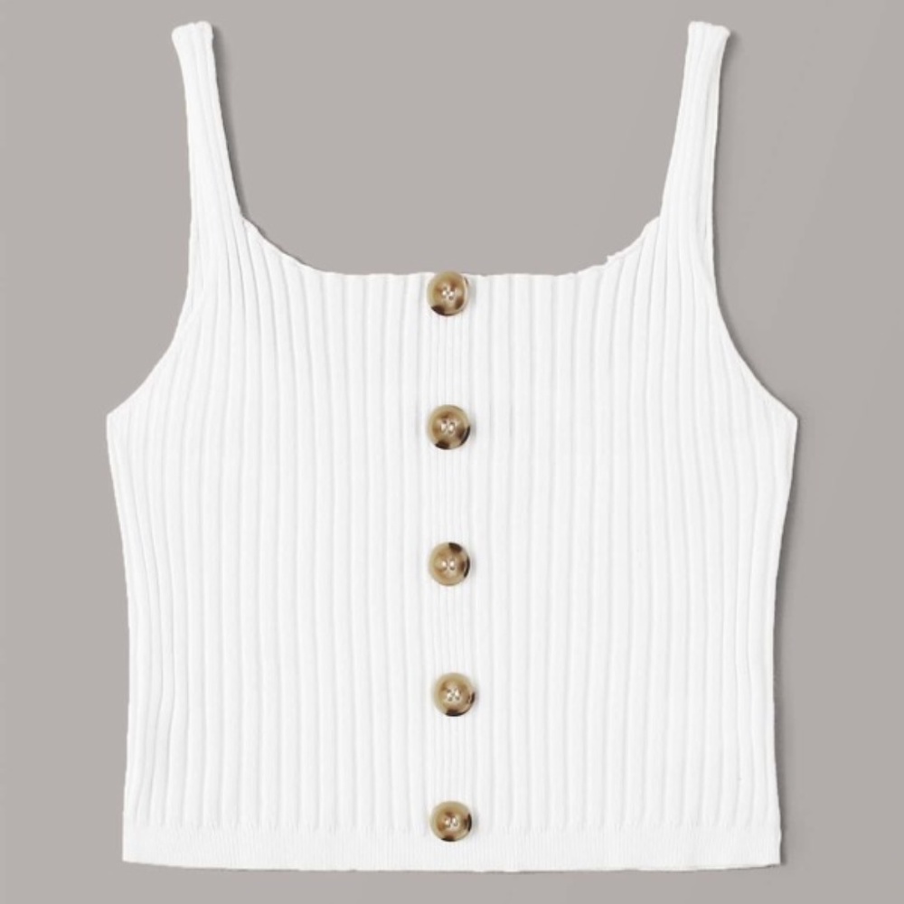 NWOT!! Button Front Rib-knit Top - Picture 3 of 5